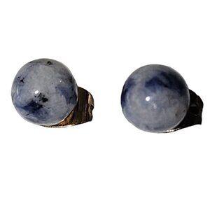 Retro Sodalite Blue Marble Ball Stud Earrings Classic Simple Fashion Jewelry